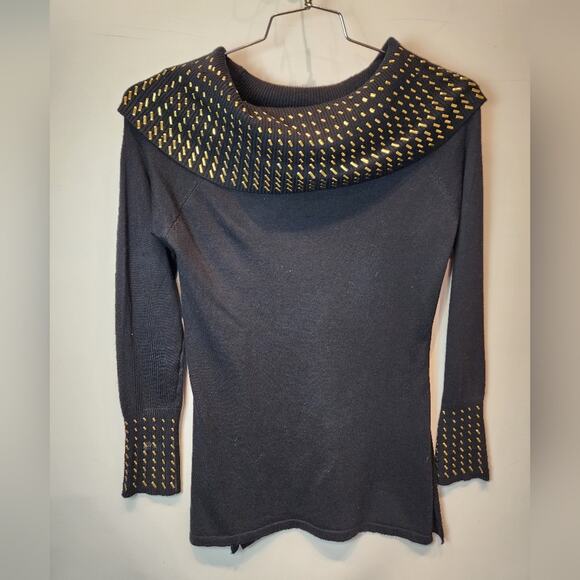 Questions Black Off the Shoulder Sweater Petites Small - Picture 5 of 9